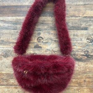 NWT Coco + Carmen Rich Burgundy Faux Fur Crossbody Bag